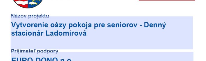 Vybudovanie oázy pokoja pre seniorov…